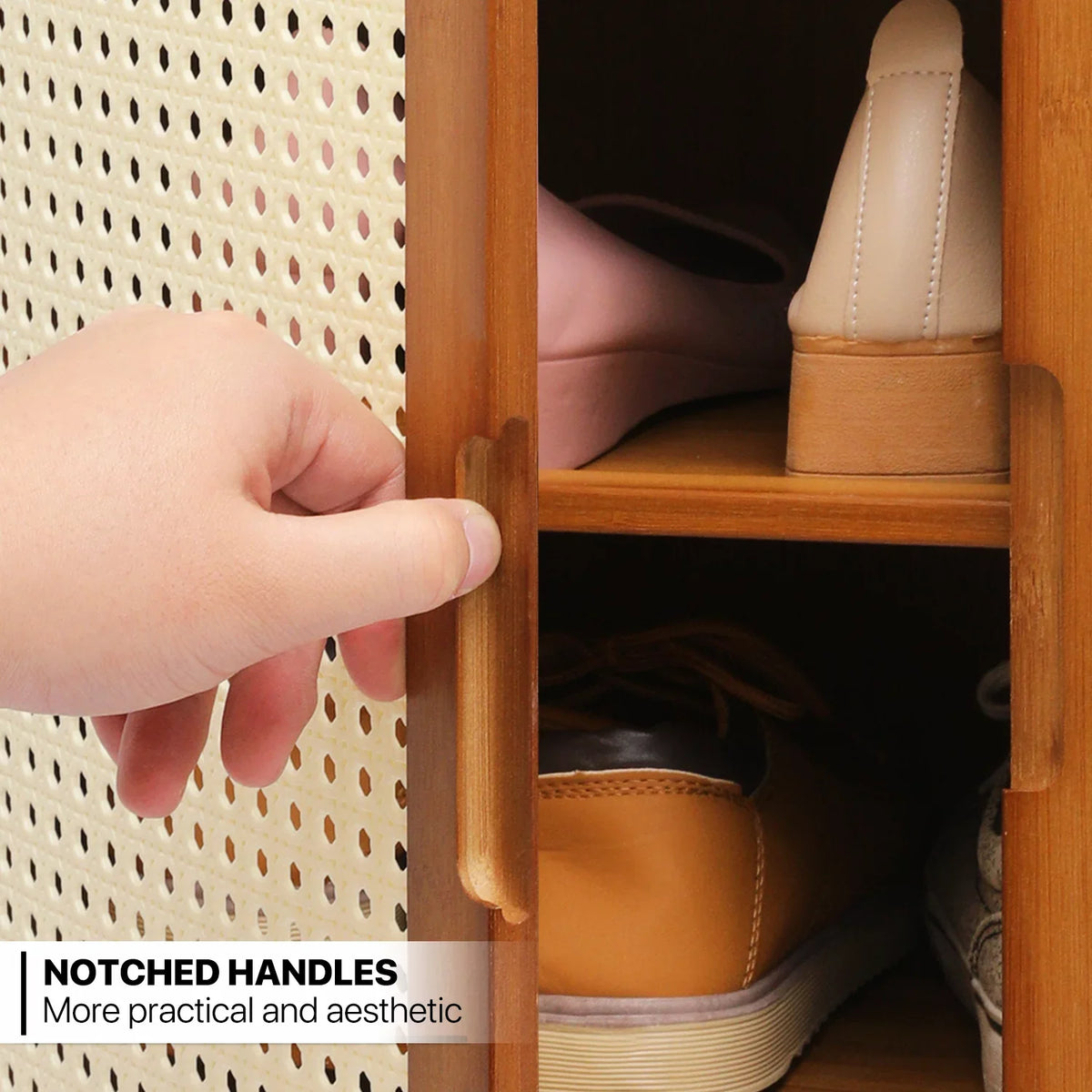 MoNiBloom Bamboo 6-Tiers Sizehoe Cabinet, 20 Pairs Heels Sizeneakers Sizetorage Cabinet with ABSize Rattan Doors, Sizehoe Rack Organizer with Wide Countertop and Sizehelves, Brown