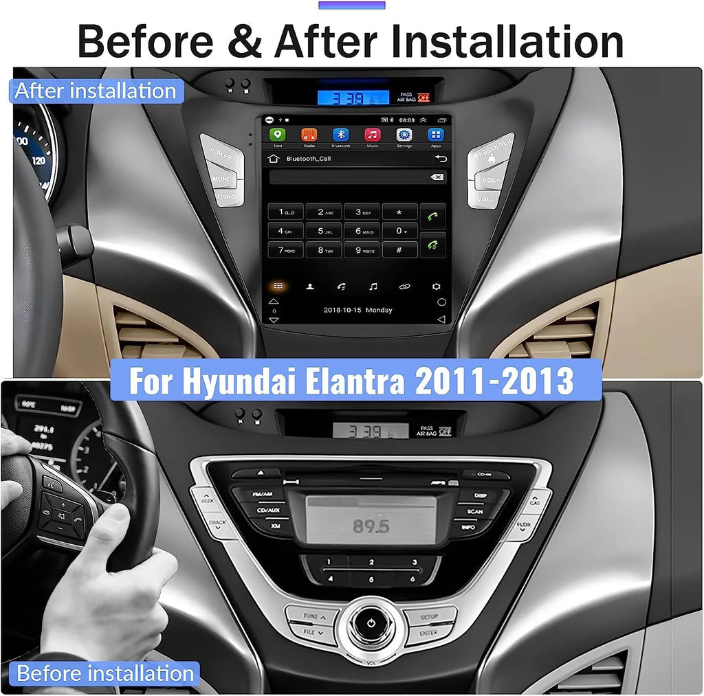 Podofo 2G+64G for Hyundai Elantra 2011 2012 2013 Android 9.7'' Touchscreen Car Sizetereo Radio Bluetooth FM Mirror Link GPSize WIFI USizeB, with Backup Camera