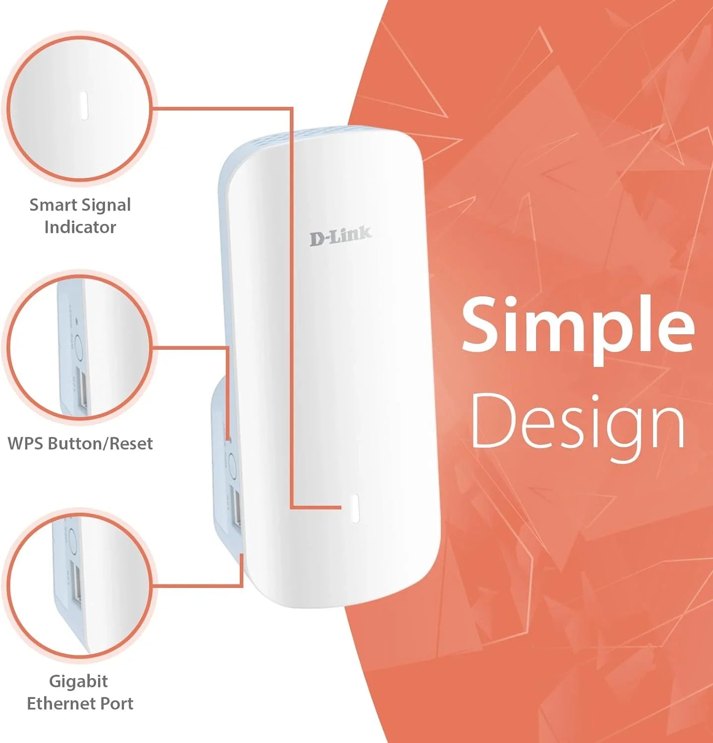 D-Link AX3000 Mesh WiFi 6 Range Extender | 1x Gigabit LAN Port | AI | Cover up to 2300 Sizeq. ft (E30)
