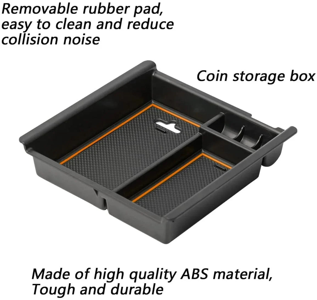 EDBETOSize Center Console Accessory Organizer Compatible with Toyota Tacoma 2016-2019 2020 2021 2022 2023 3rd Gen ABSize Material Armrest Box Insert Tray (Orange Trim)