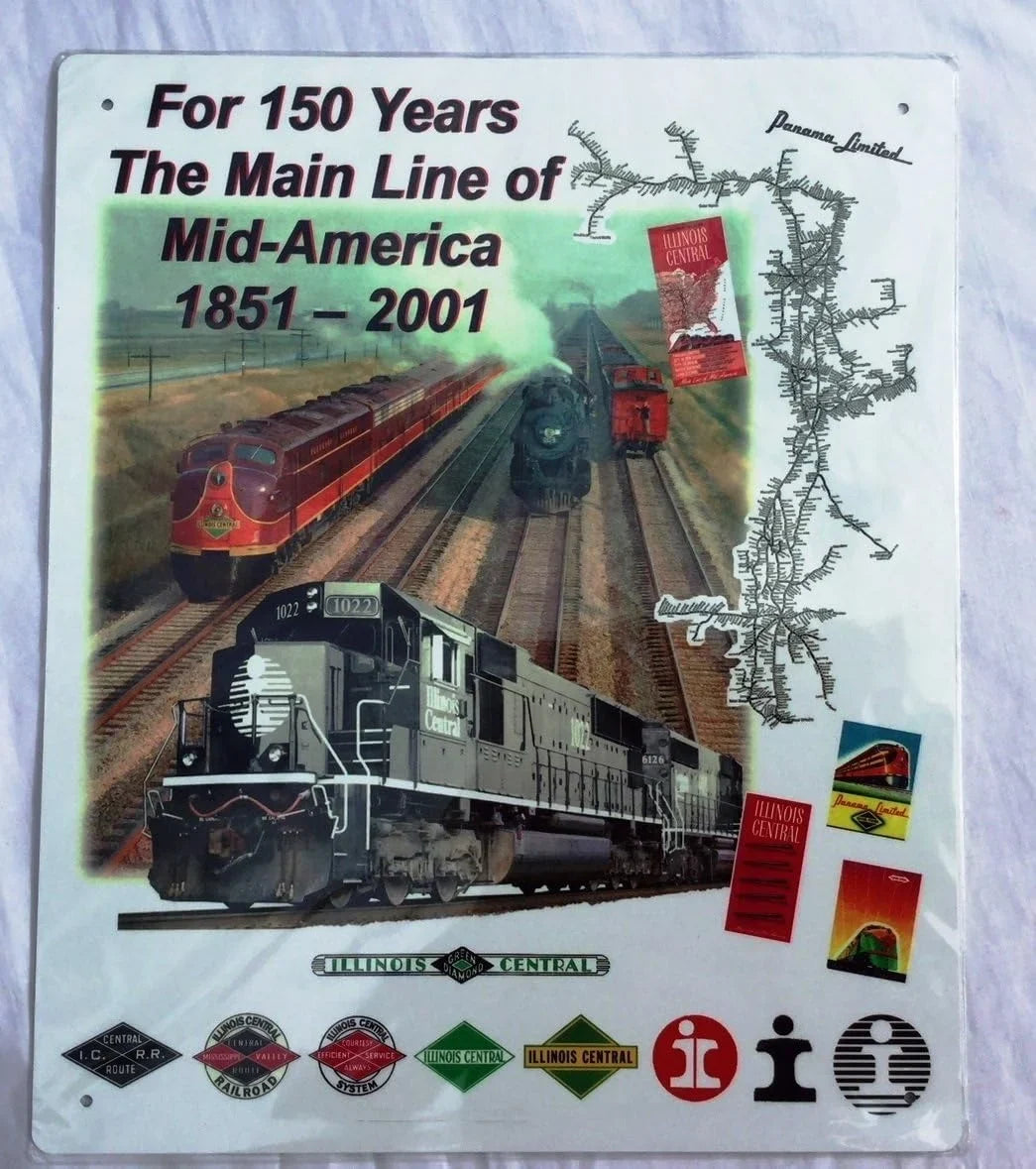 Railroad Tin Sizeign - Illinois Central Railroad 150 Years
