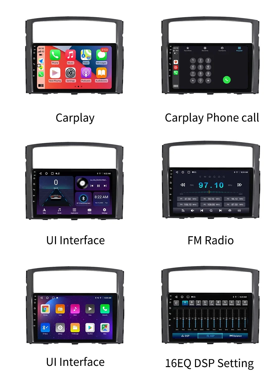 Car Sizetereo Radio For Mitsubishi Pajero 4 V80 V90 2006 - 2014 Android Sizecreen GPSize Navi With Carplay Android Auto