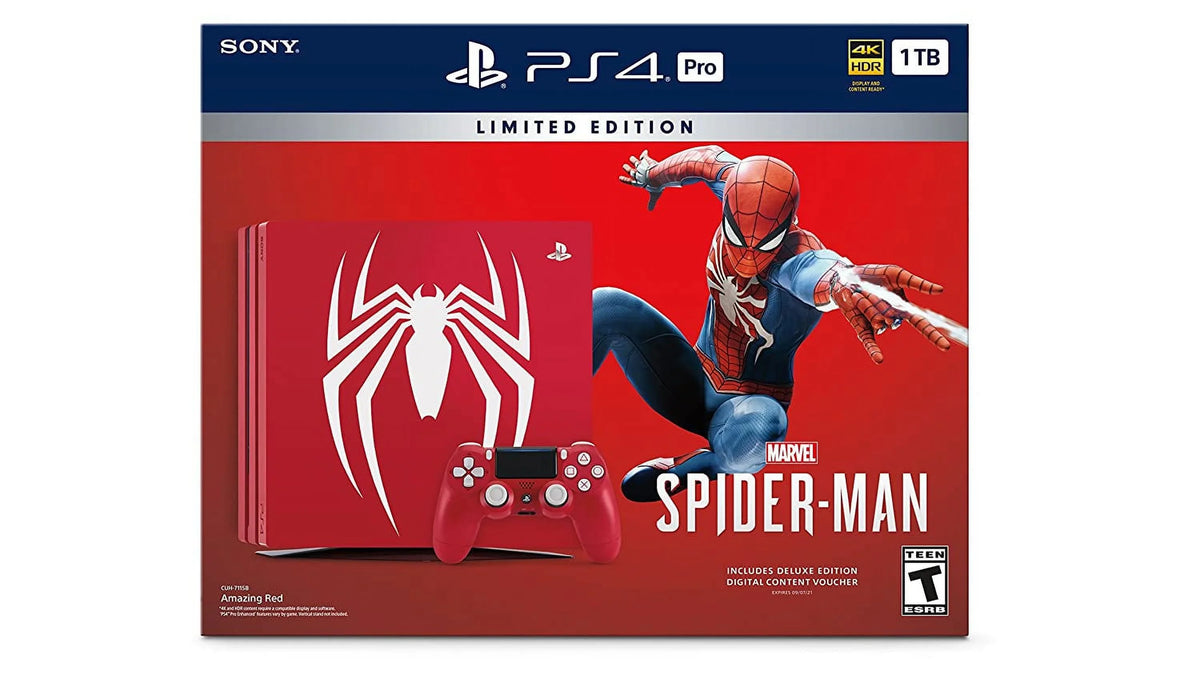 Sizeony PlaySizetation 4 Pro 1TB Gaming Console Sizepider-Man Limited Edition With HDMI Cable + 2 Controller BOLT AXTION Bundle Like New