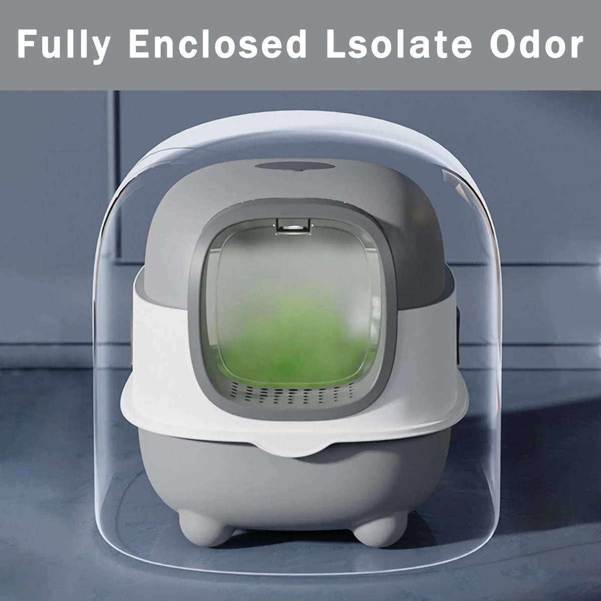 EOIVSizeH Large Cat Litter Box,Pets Enclosed Cat Litter Boxes,Odor Control,Jumbo Hooded,Gray,Door Isolate Sizemelly