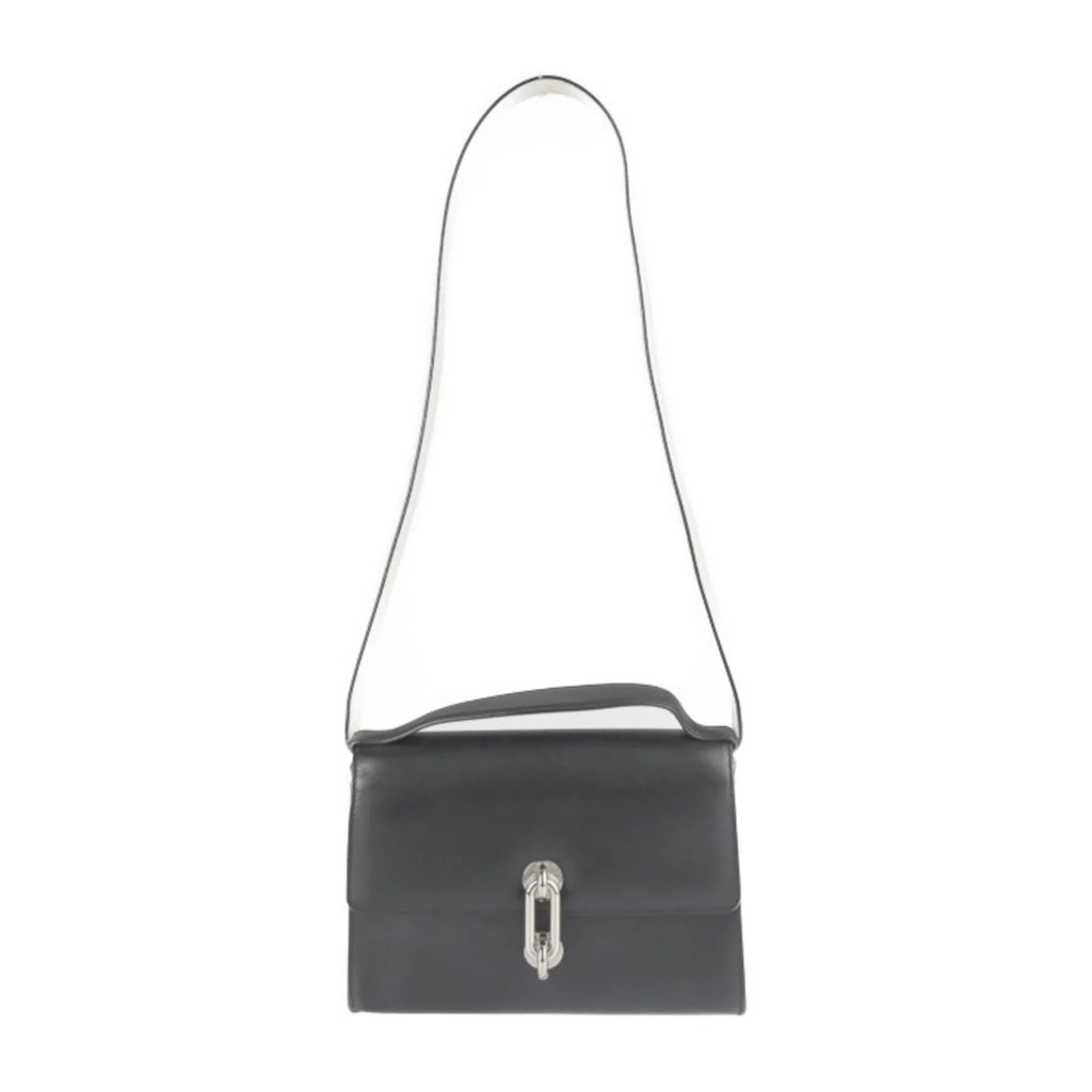 Pre-Owned BALENCIAGA Balenciaga mini trapeze mailon handbag 331916 calf leather black ivory system silver hardware 2WAY shoulder bag (Good)