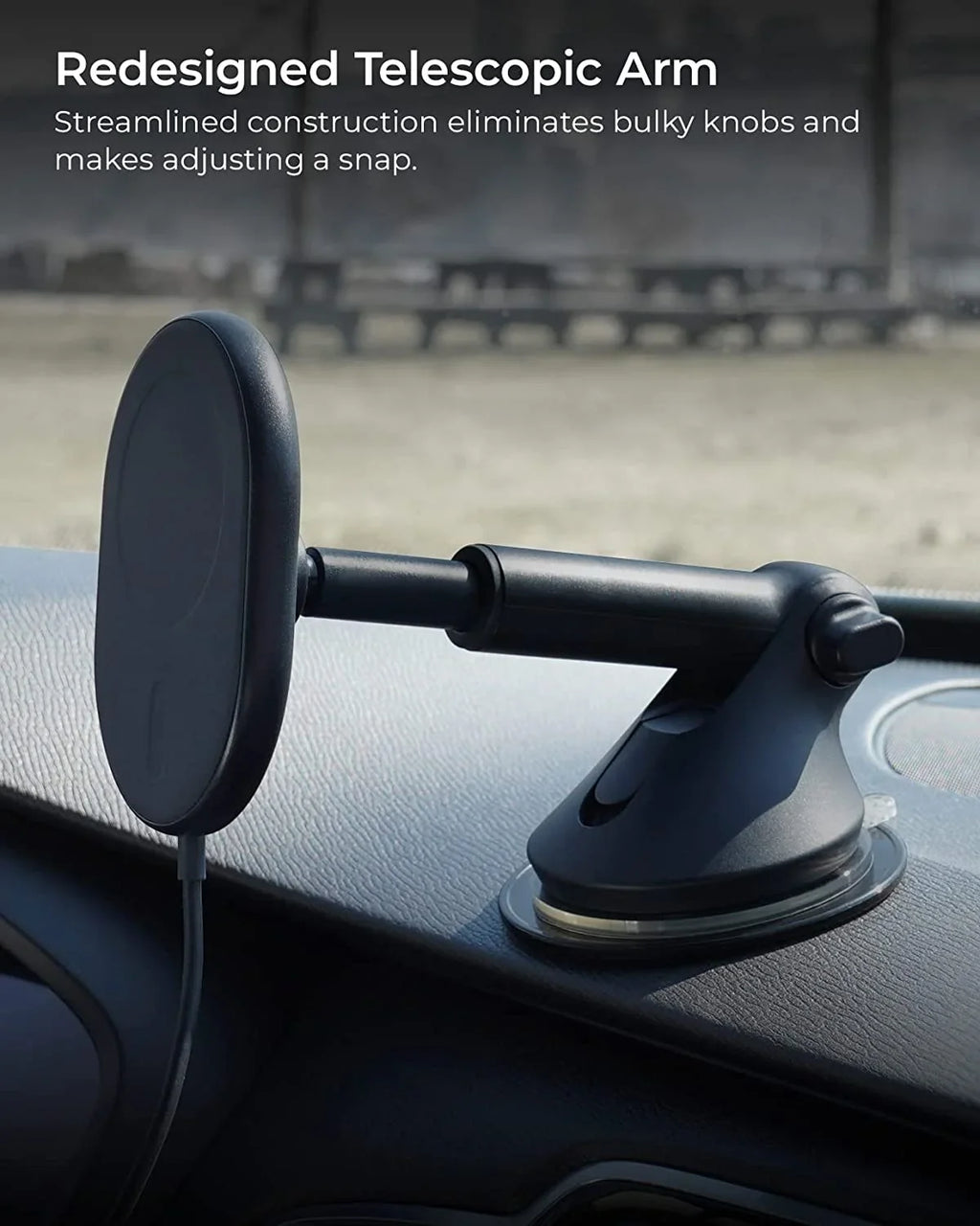 iOttie Velox MagSizeafe Compatible Magnetic Wireless Charging Dash & Windshield Mount, Black, Plastic