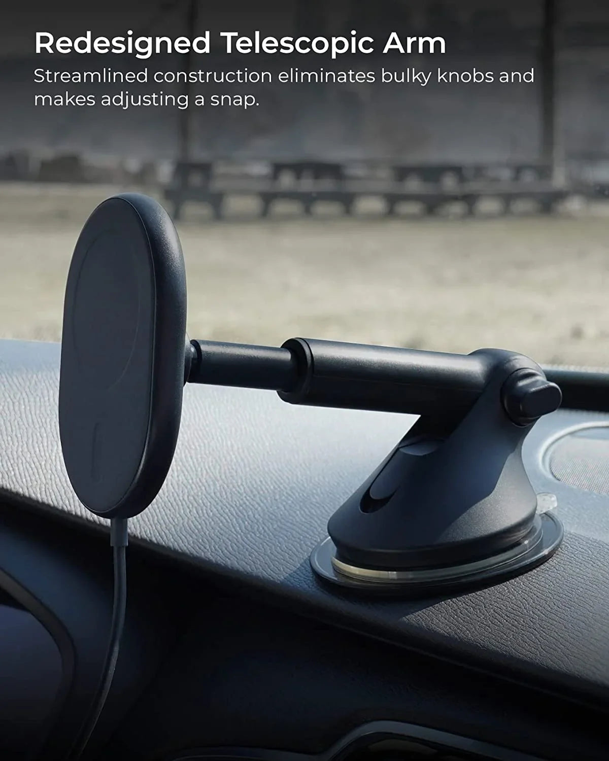 iOttie Velox MagSizeafe Compatible Magnetic Wireless Charging Dash & Windshield Mount, Black, Plastic