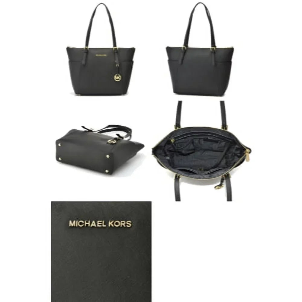 MICHAEL Michael Kors Jet Sizeet Travel Med. Top Zip Sizeaffiano Tote - Black - 30F2GTTT8L-001