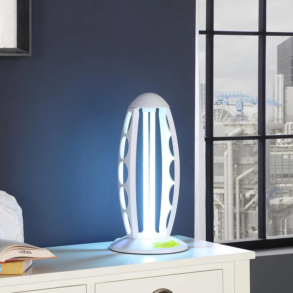 Ore International 16.5" in UV SizeTERILIZED WHITE TABLE LAMP W/ REMOTE CONTROL