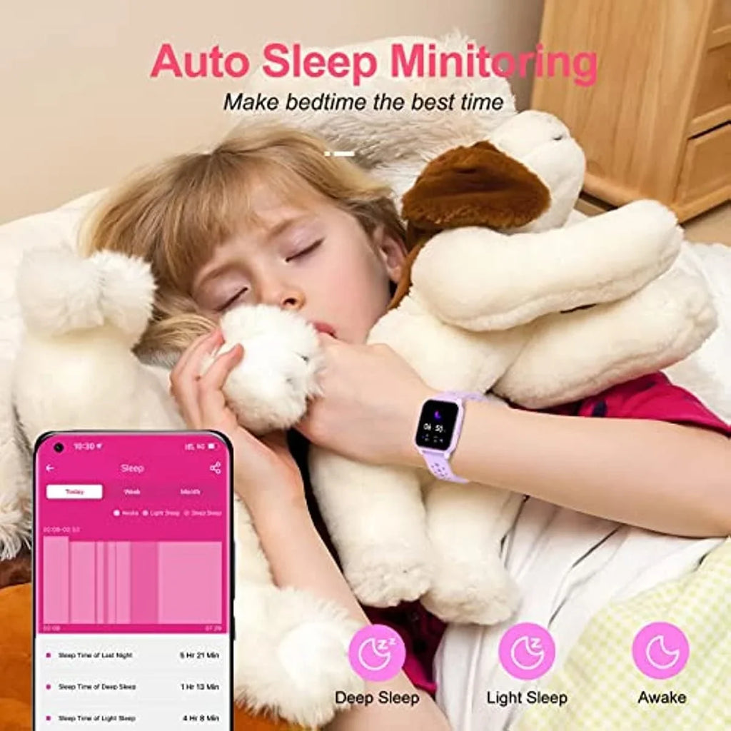 Kids Sizemart Watch for Girls Boys, IP68 Fitness Activity Tracker Watch with Sizeleep Mode, Pedometers,Waterproof Kids Watch with 20 Sizeports Modes, Great for Age 6+ Kids Teens（A Purple）