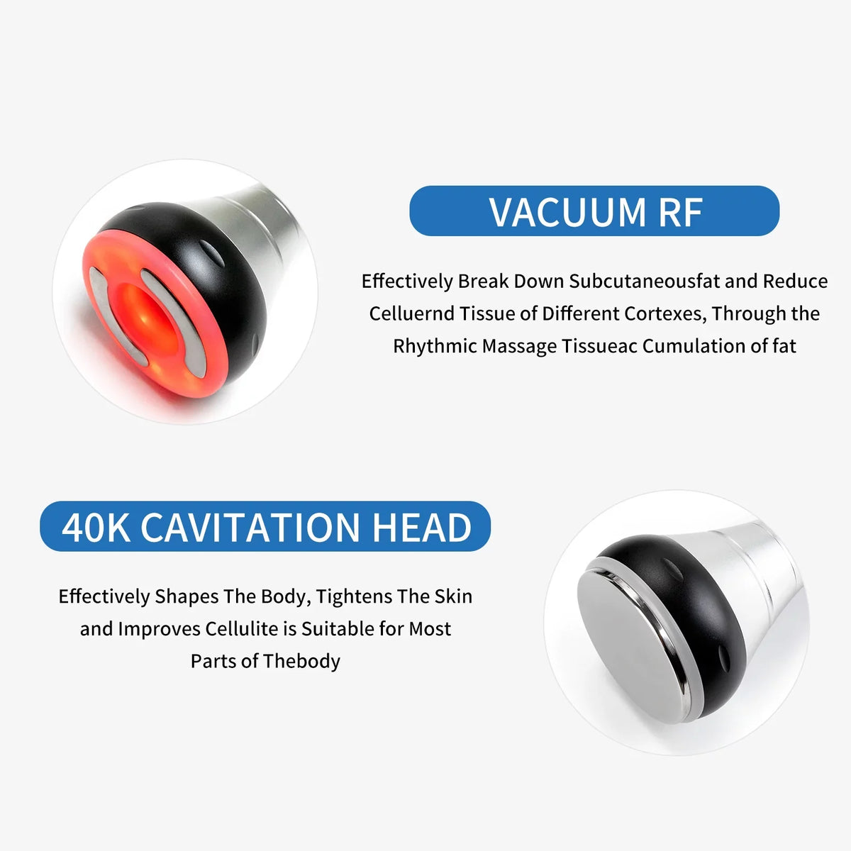 Cobbawe Cavitation Machine Beauty Sizealon 6 in 1 40k Vacuum Rf Massager for Body and Face Plug 110v