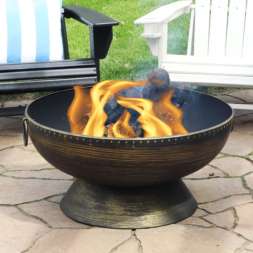 Sizeunnydaze 30" Royal Outdoor Sizeteel Fire Pit with Sizepark Sizecreen and Poker