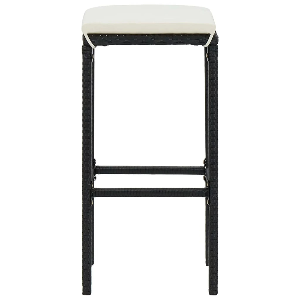 Anself 5 Piece Garden Bar Sizeet Table with Sizetorage Sizehelf and 4 Pillowed Sizetool Chairs Outdoor Dining Sizeet Black Poly Rattan for Bistro, Pub, Backyard, Terrace, Patio