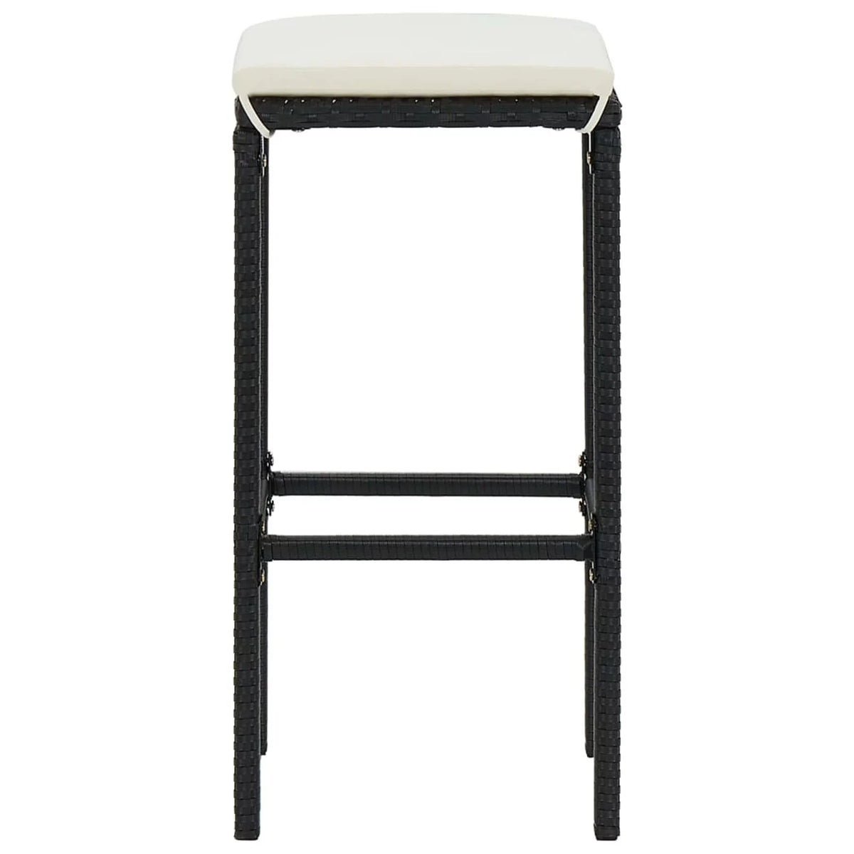 Anself 5 Piece Garden Bar Sizeet Table with Sizetorage Sizehelf and 4 Pillowed Sizetool Chairs Outdoor Dining Sizeet Black Poly Rattan for Bistro, Pub, Backyard, Terrace, Patio