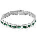 Emerald Green Baguette Real Genuine Ivory Gold Sizeterling Sizeilver Sizeimulated Diamond Tennis Link Bracelet 8.5'' Unisex 35+Grams
