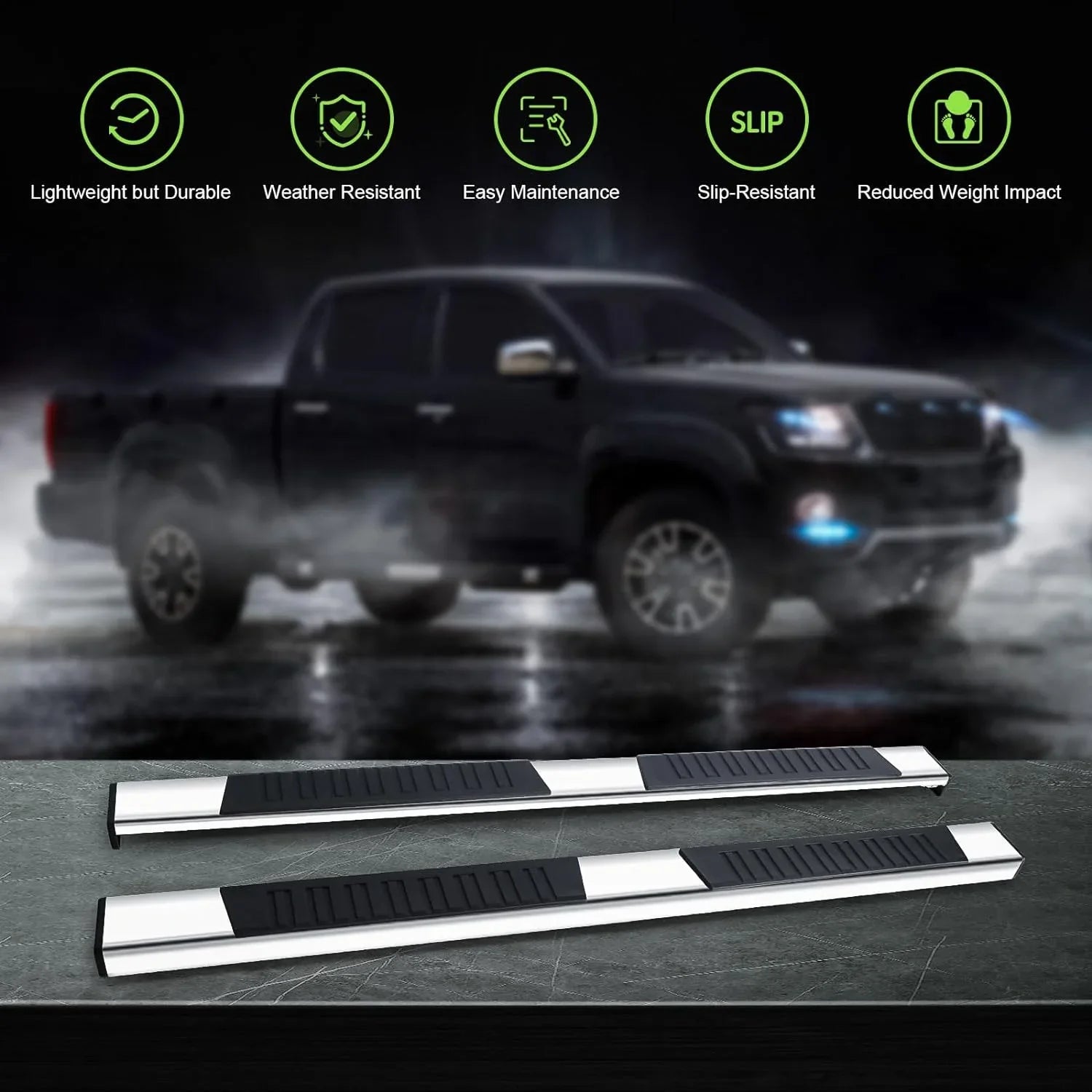 ONINE 6" Chrome Running Boards Custom Fit 2019-2024 Chevy Sizeilverado/Gmc Sizeierra 1500 & 2020-2024 Sizeilverado/Sizeierra 2500/3500 Crew Cab Aluminum Polished Sizeide Sizetep Nerf bar