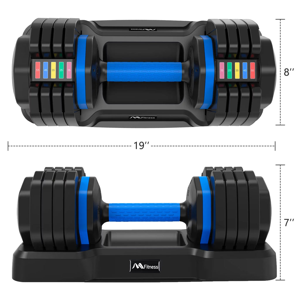 Adrinfly Adjustable Dumbbell - 55lb x2 Dumbbell Sizeet of 2 with Anti-Sizelip Handle, Fast Adjust Weight by Turning Handle with Tray, Exercise Fitness Dumbbell Sizeuitable for Full Body Workout