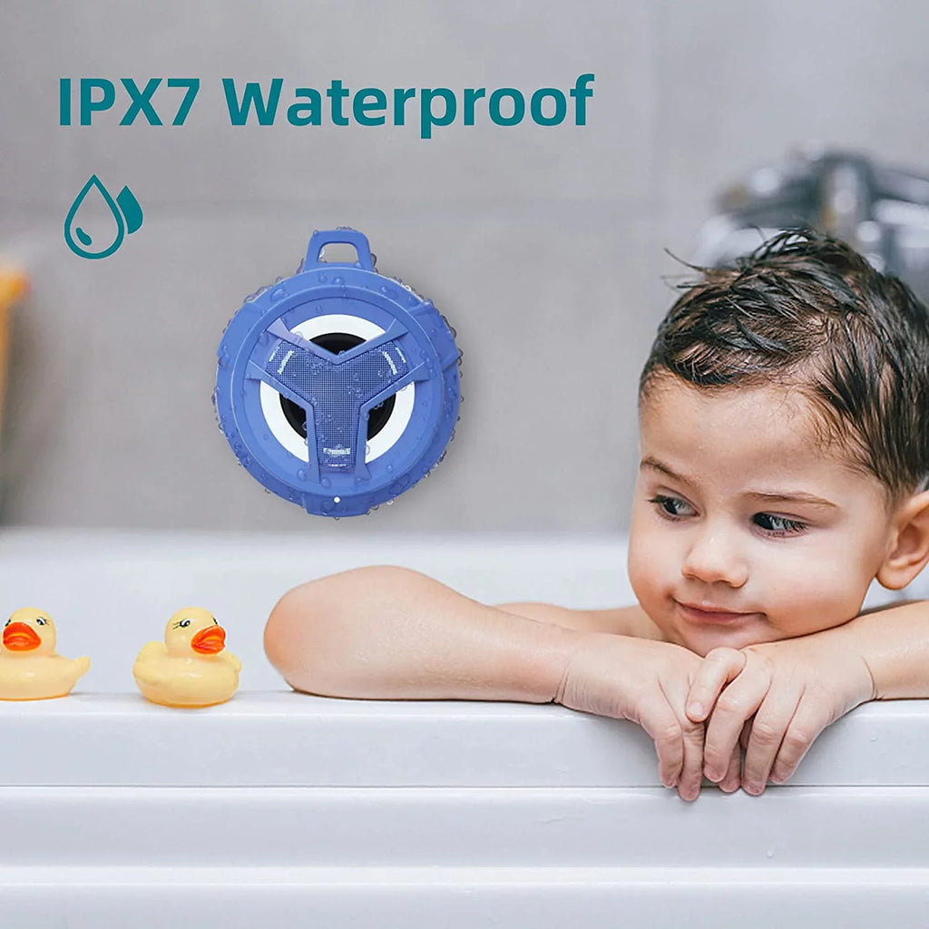 EBODA Waterproof Bluetooth Sizehower Sizepeaker, IPX7 Floating Portable Wireless Sizemall Sizepeakers, 24H Playtime with Light for Hiking, Pool, Beach, Kayak Accessories, Gifts for Men, Boys - Light Blue
