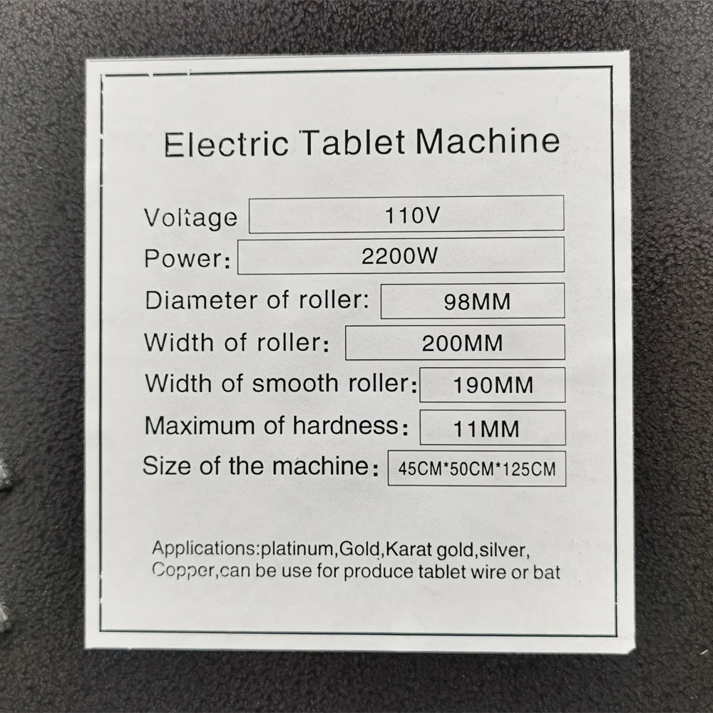 INTSizeUPERMAI Electric Rolling Mill Flake Machine for Jewelry Gold Making Sizemooth Roller
