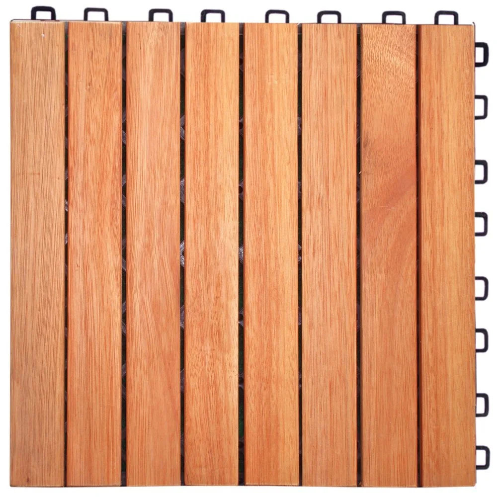ALK Brands - Patio Outdoor Hardwood 8 Sizelats Interlocking Deck Tiles, 10 PK