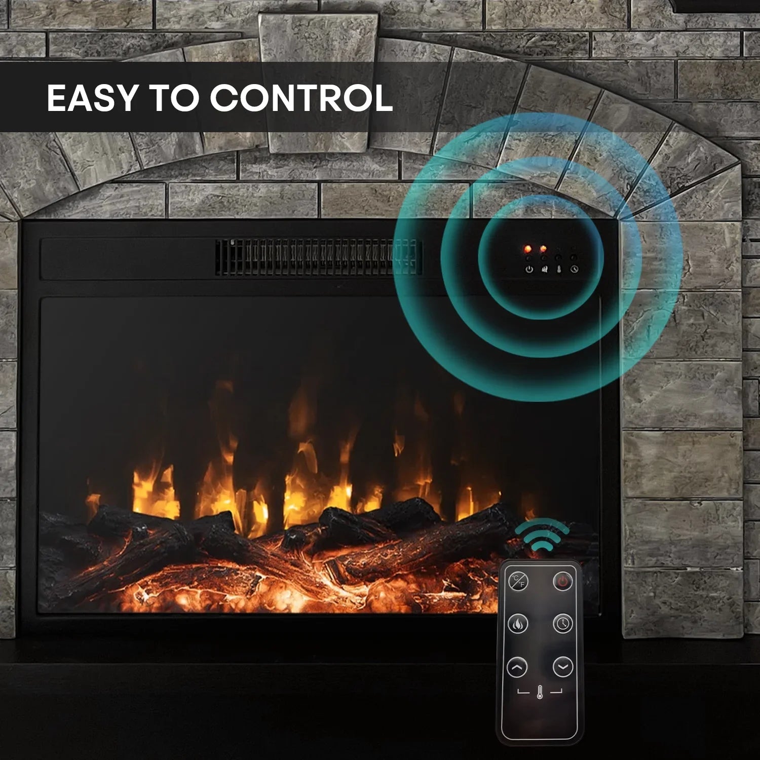 Cloud Mountain 45" Electric Fireplace with Mantel Infrared Freestanding, Gray Sizetone