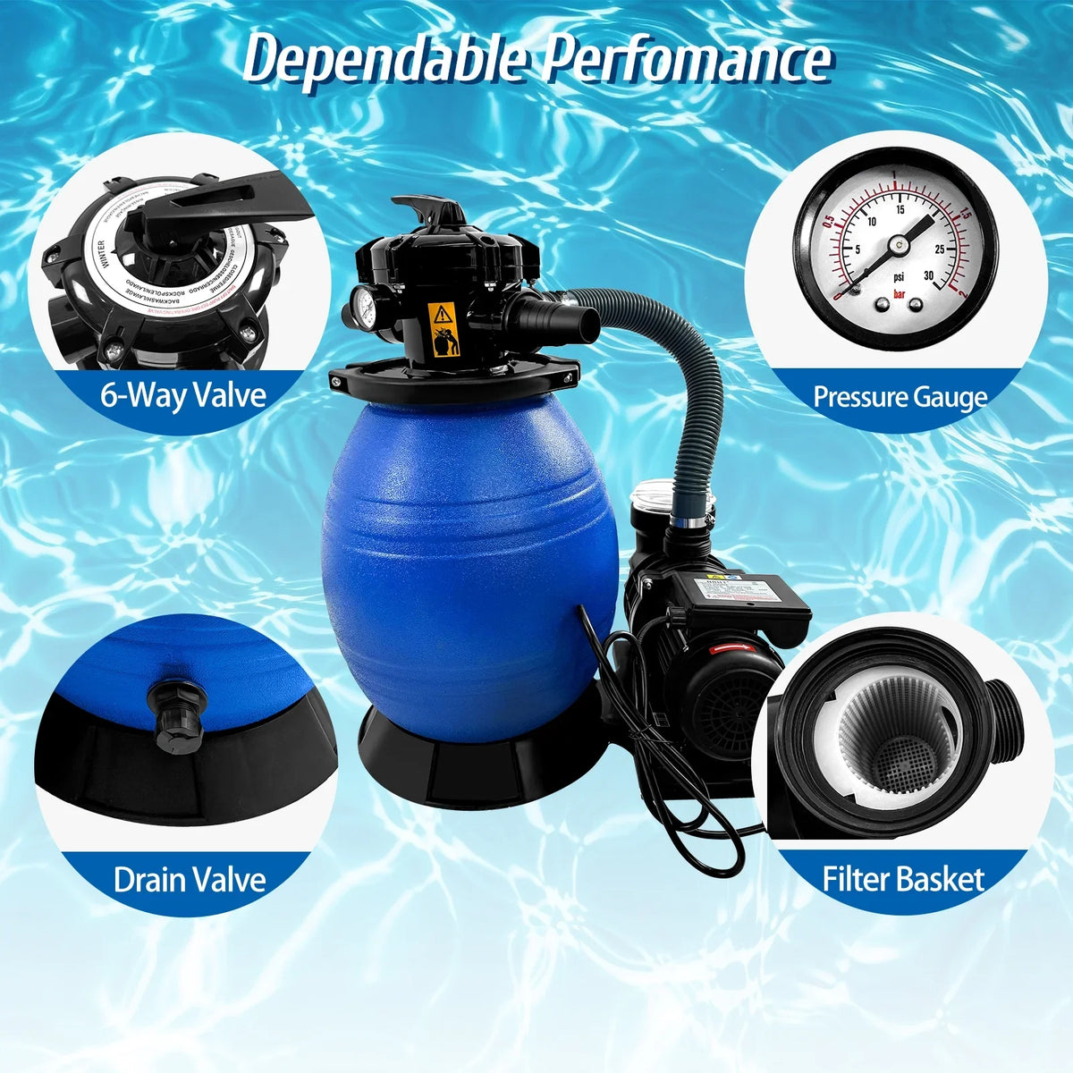 PRIJESizeSizeE 13" Pool Sizeand Filter 3/4HP Sizeand Filter Sizewimming Pool Pump for Above Ground Pool