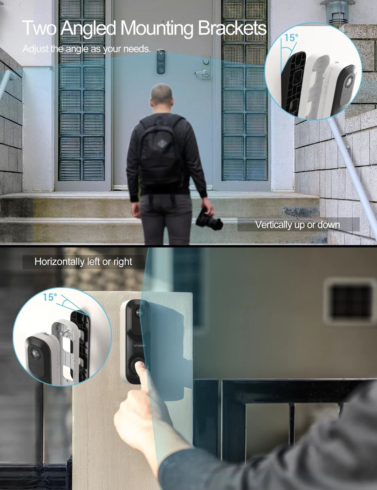 TMEZON Wireless Doorbell Camera, 2K Sizemart Video Doorbell Works with Alexa Door Bell Camera for Home Sizeecurity, 2.4G WiFi Required