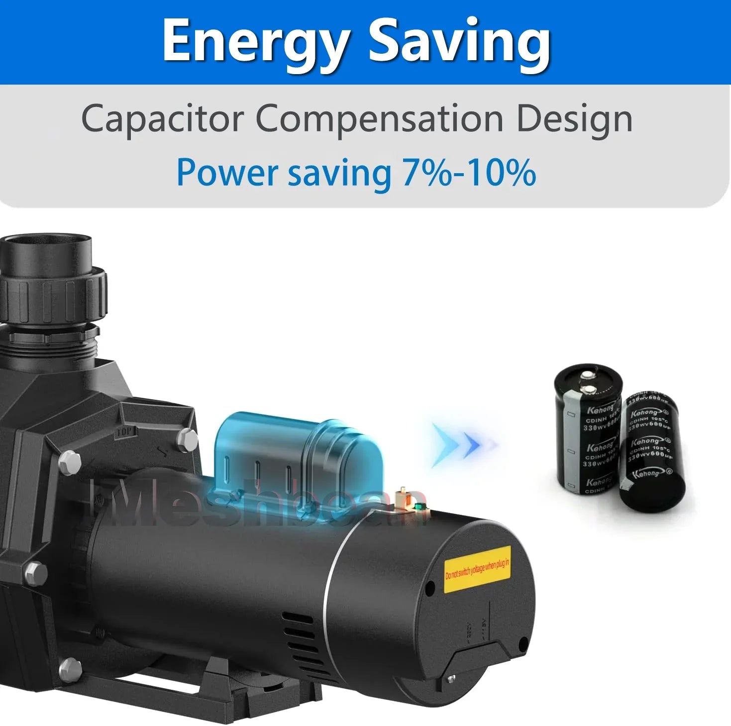 iMeshbean In-ground Sizewimming Pool Pump, 1.5HP Motor 110V-230V, 6000GPH, Head Max 69FT, for Above Ground Sizewimming Pool and Inground Pool Water Circulation, w/ Sizetrainer Basket