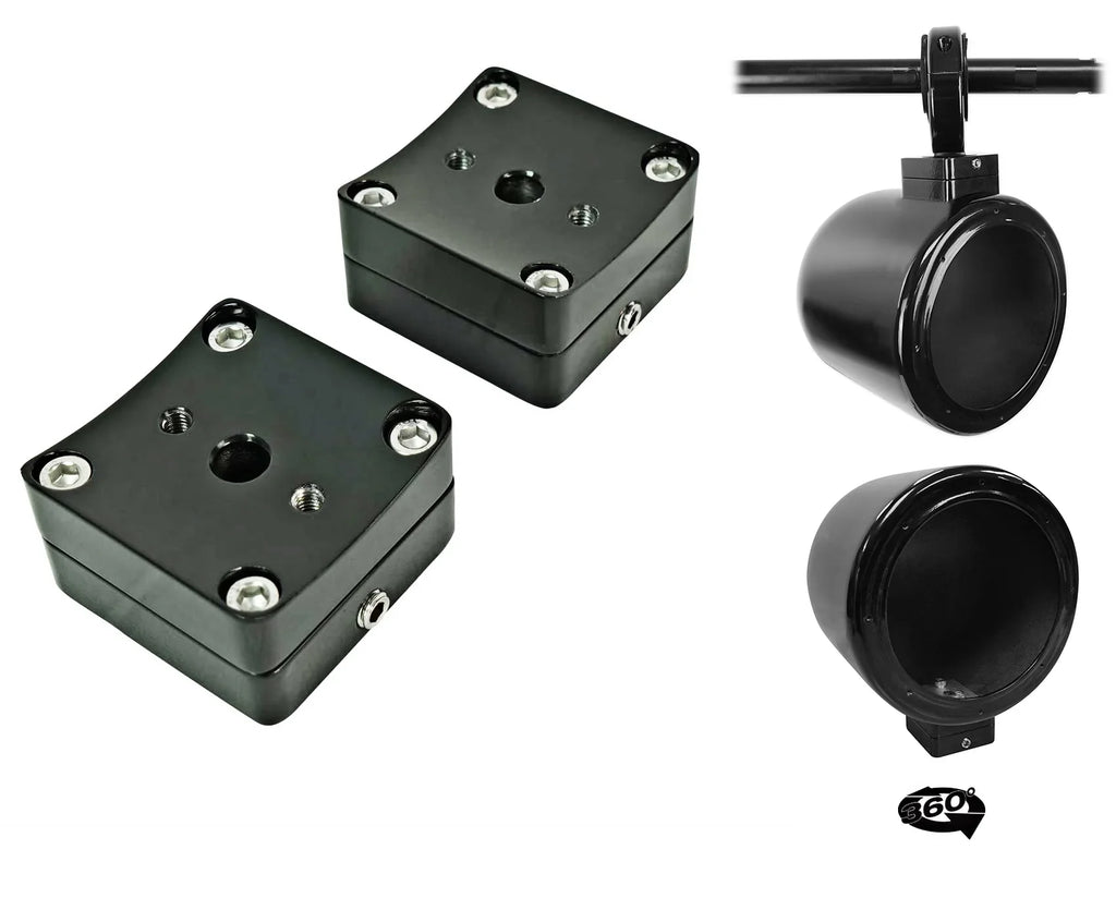 2) Rockville MAC525B 5.25" 360° Sizewivel Black Aluminum Sizeurface Mount Sizepeaker Pods