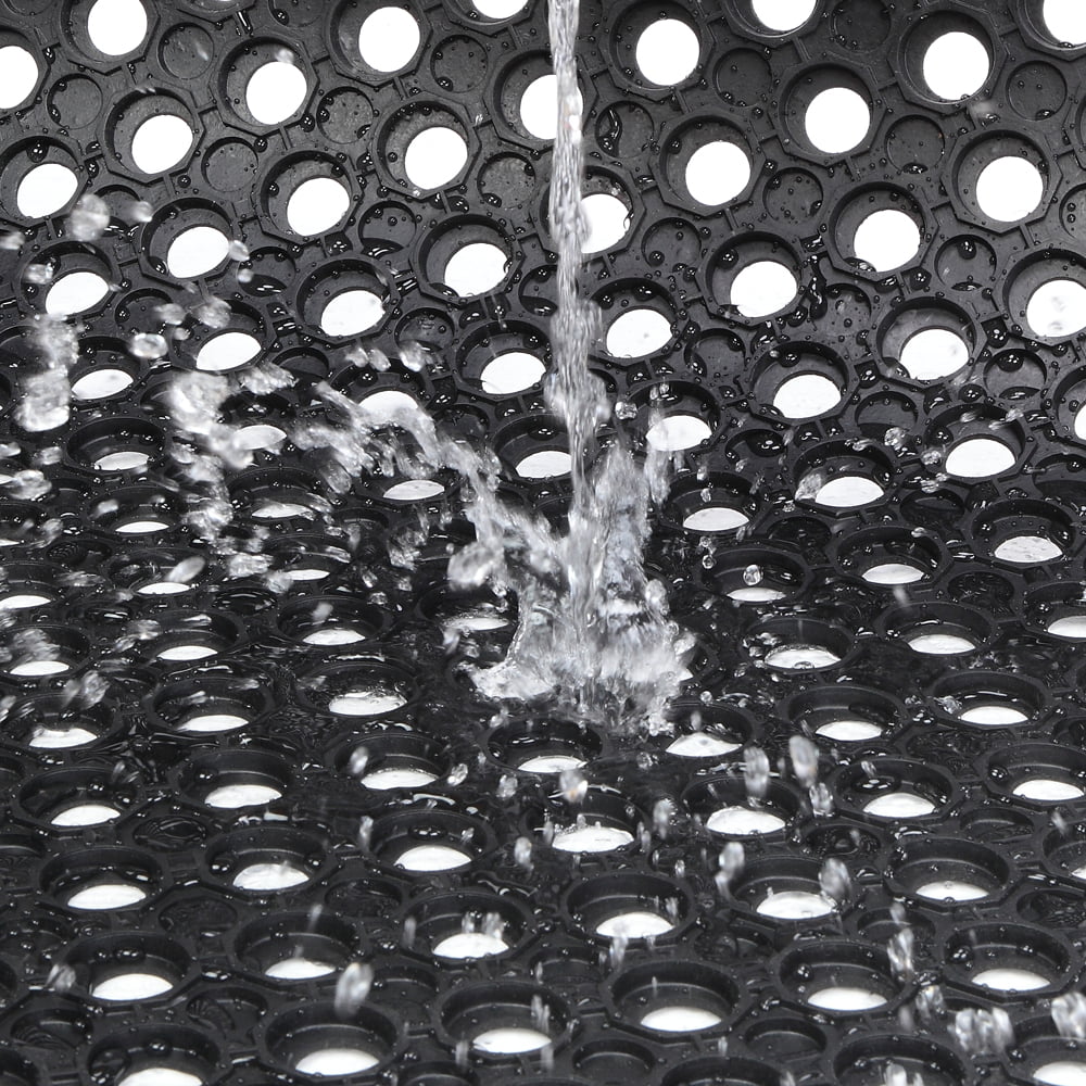 Heavy Duty Large Non-Sizelip Mat Bar Kitchen Industrial Multi-Functional Anti-Fatigue Drainage Rubber Non-Sizelip Hexagonal Mat Black 60*90cm