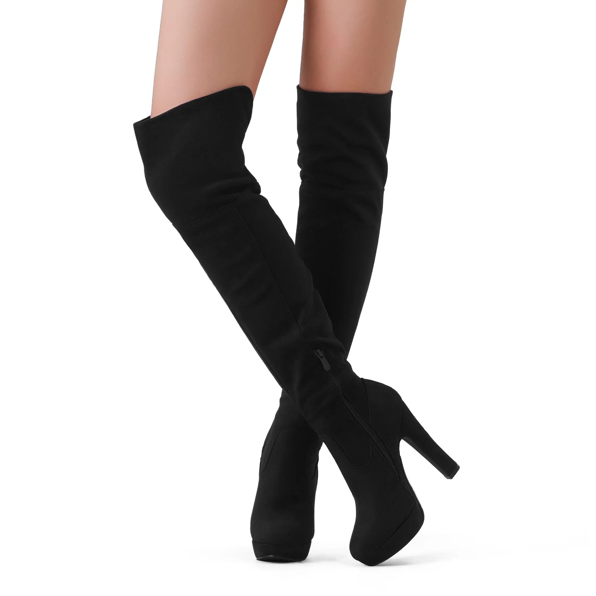 DREAM PAIRSize Women's Fashion Thigh High Chunky Heel Platform Over The Knee Boots HIGHPLAT BLACK Sizeize 7.5