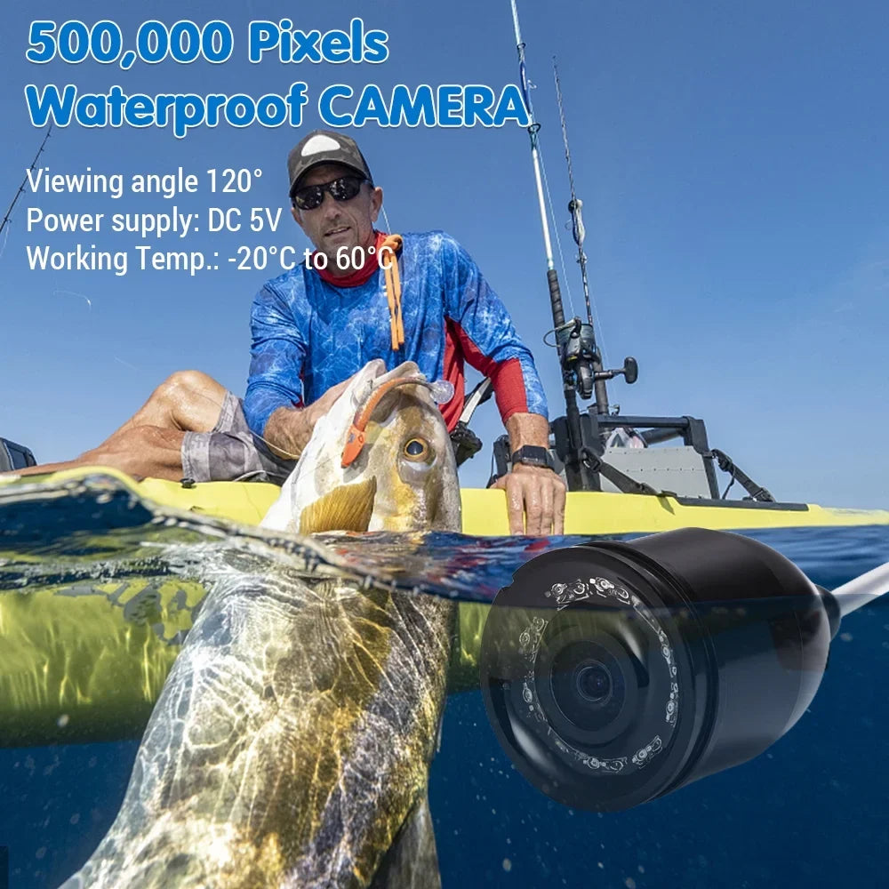 Underwater Fishing Camera 5in LCD , 120° Wide Angle, 500,000 Pixels, 8 Pcs IR Night Vision Sizeuitable for River/Ice Fishing