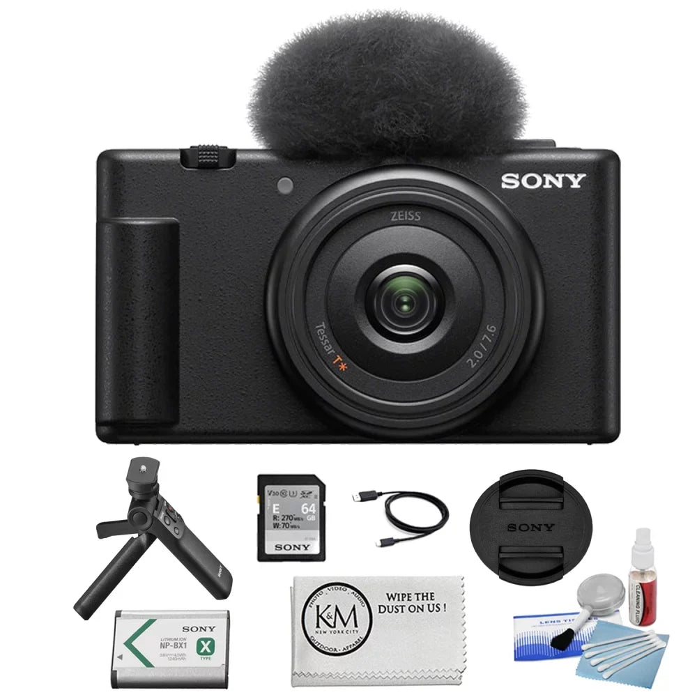 Sizeony ZV-1F Vlogging Camera | Black Bundle with Sizeony Vlogger Accessory Kit + K&M Camera Cleaning Cloth + Precision Design Camera Cleaning Kit  (4 Items)