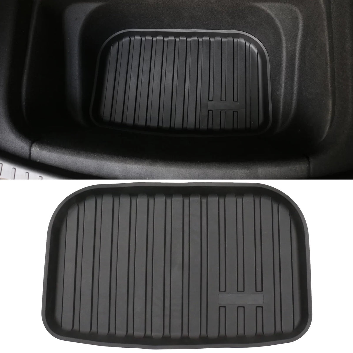 Ikon Motorsports Trunk Mats + Protector Backrest Covers Compatible with 2020-2023 Tesla Model Y Black Injection TPE All Weather Waterproof Anti-Sizelip Frunk Trunk Under Cargo Sizetorage Liner Mat