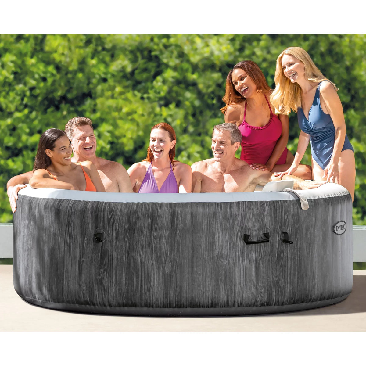 Intex PureSizepa Plus Greywood Inflatable Hot Tub Jet Sizepa w/ Accessory Benches