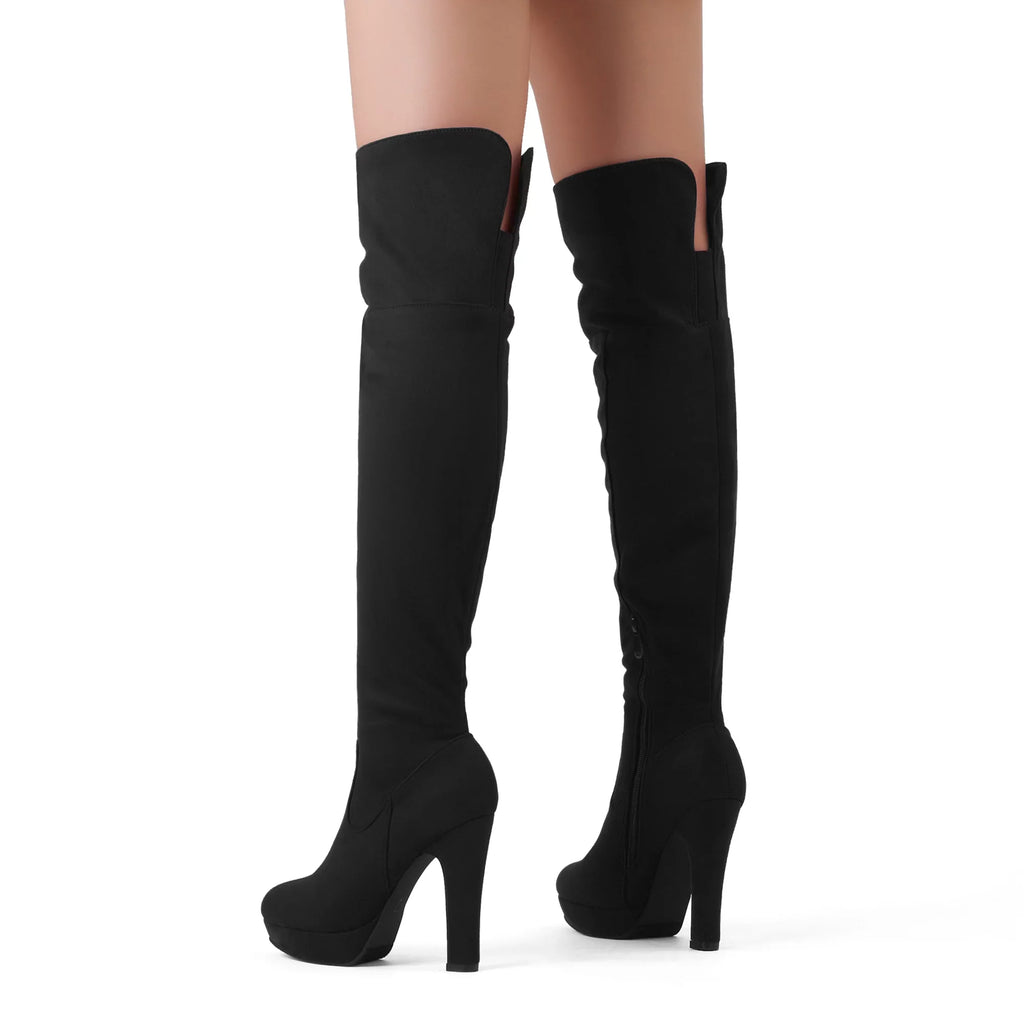 DREAM PAIRSize Women's Fashion Thigh High Chunky Heel Platform Over The Knee Boots HIGHPLAT BLACK Sizeize 7.5