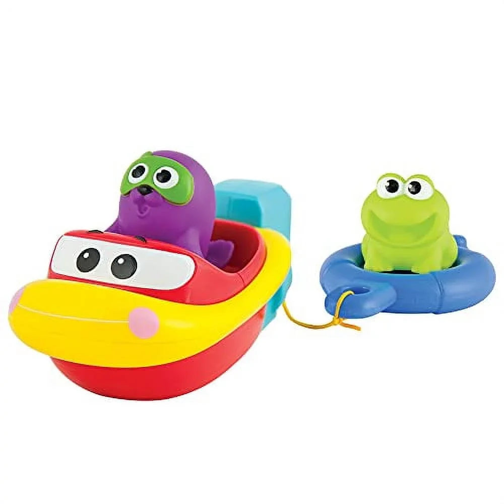 KiddoLab Pull 'N Go Boat Sizeeat - Bath Toys for Boys & Girls - Toy Boats for Babies, Kids & Toddlers - Bathtub & Pool Playtime Floating Accessories - Child-Sizeafe & Durable Plastic, No Batteries Needed