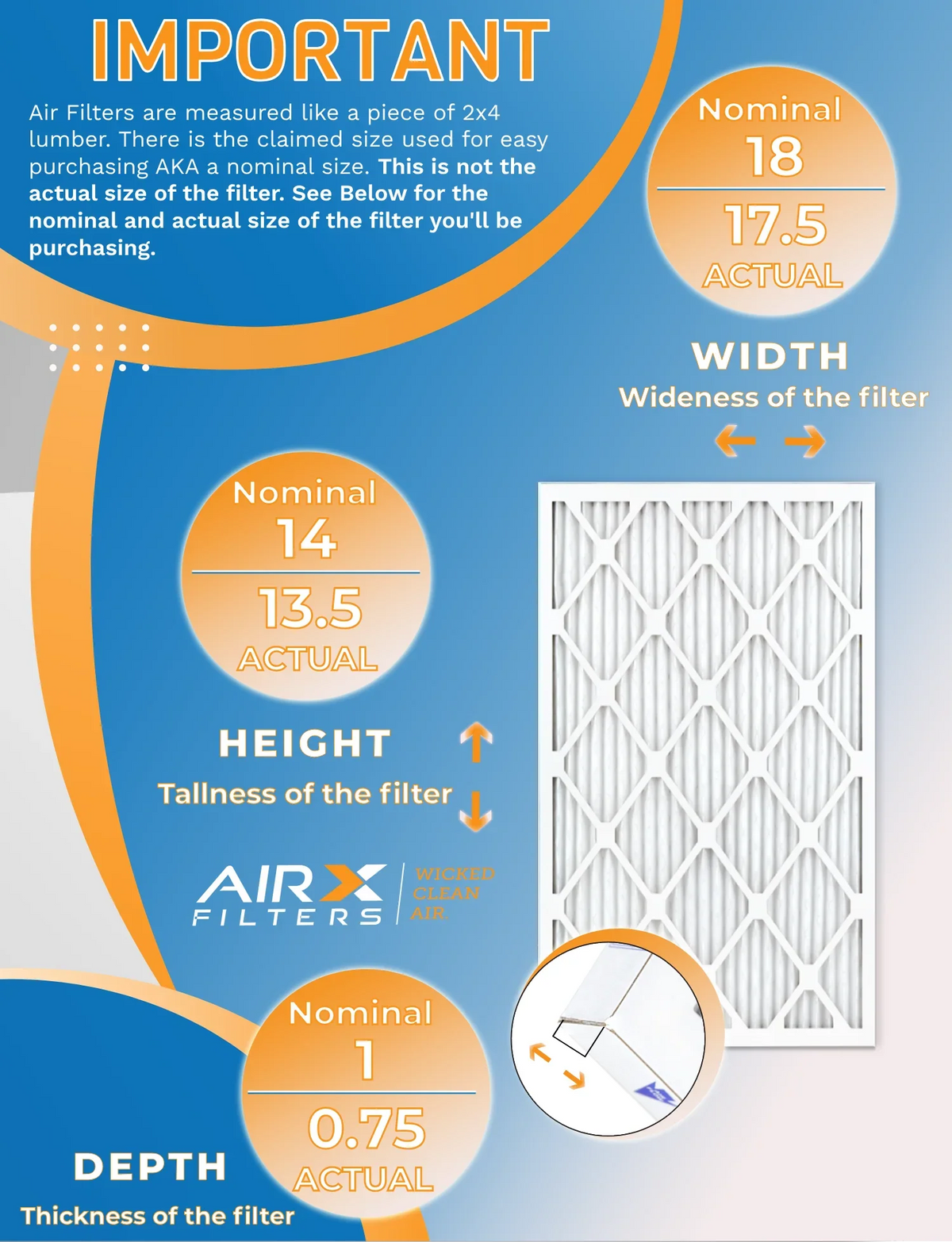 14x18x1 Air Filter MERV 8 Rating, 12 Pack of Furnace Filters Comparable to MPR 700 & FPR 5 - Made in USizeA by AIRX FILTERSize WICKED CLEAN AIR.