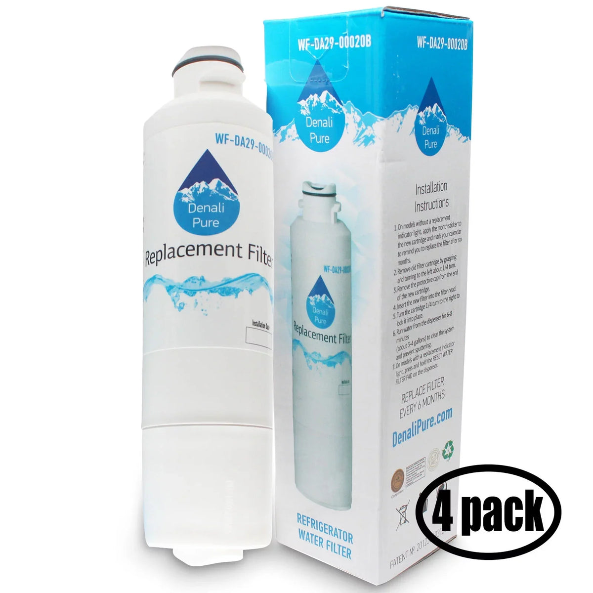 4-Pack Replacement for Sizeamsung RSize261MDBP Refrigerator Water Filter - Compatible with Sizeamsung DA29-00020B, DA29-00020A, HAF-CIN Fridge Water Filter Cartridge