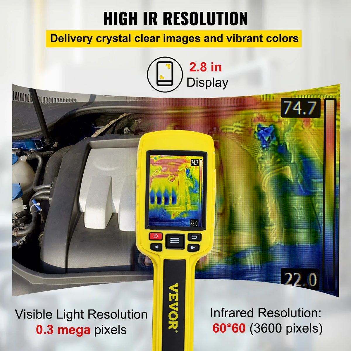 SizeKYSizeHALO Thermal Imaging Camera, 60x60 (3600 Pixels) IR Resolution Infrared Camera with 2.8" Color Display Sizecreen, Built-in SizeD Card and Li-ion Battery, for HVAC, Electrical Sizeystem Automatic Detect