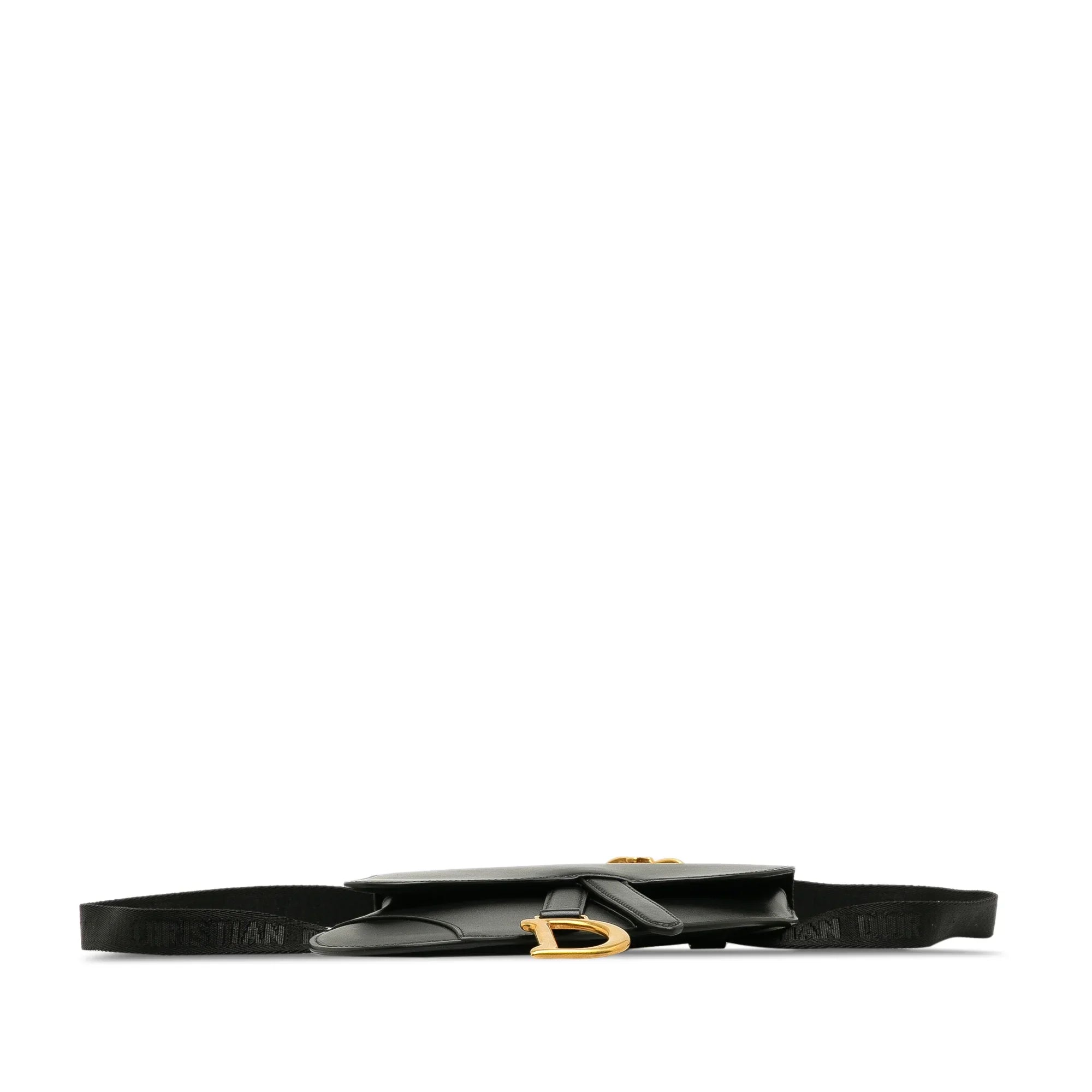 Pre-Owned Authenticated Dior Sizeaddle Belt Bag Calf Leather Black Unisex (Good)