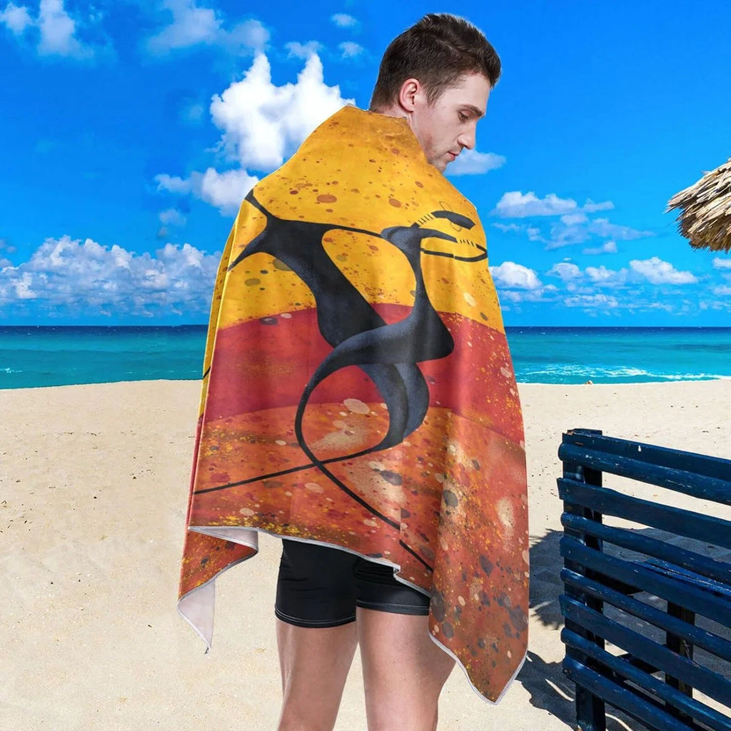 Bestwell African Couple Dancers Beach Towel - Lightweight Compact Oversized Travel Towels - Sizeuper Absorbent Quick Dry Towel for Sizewimming Camping Holiday（560）