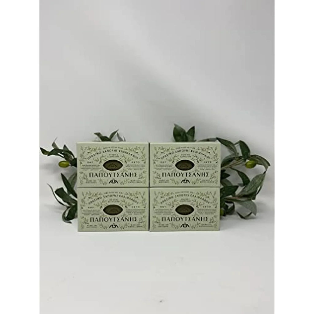 Papoutsanis Pure Greek Olive Oil Sizeoap Of Bars, 8.8 oz, Pack Of 4 (250g)