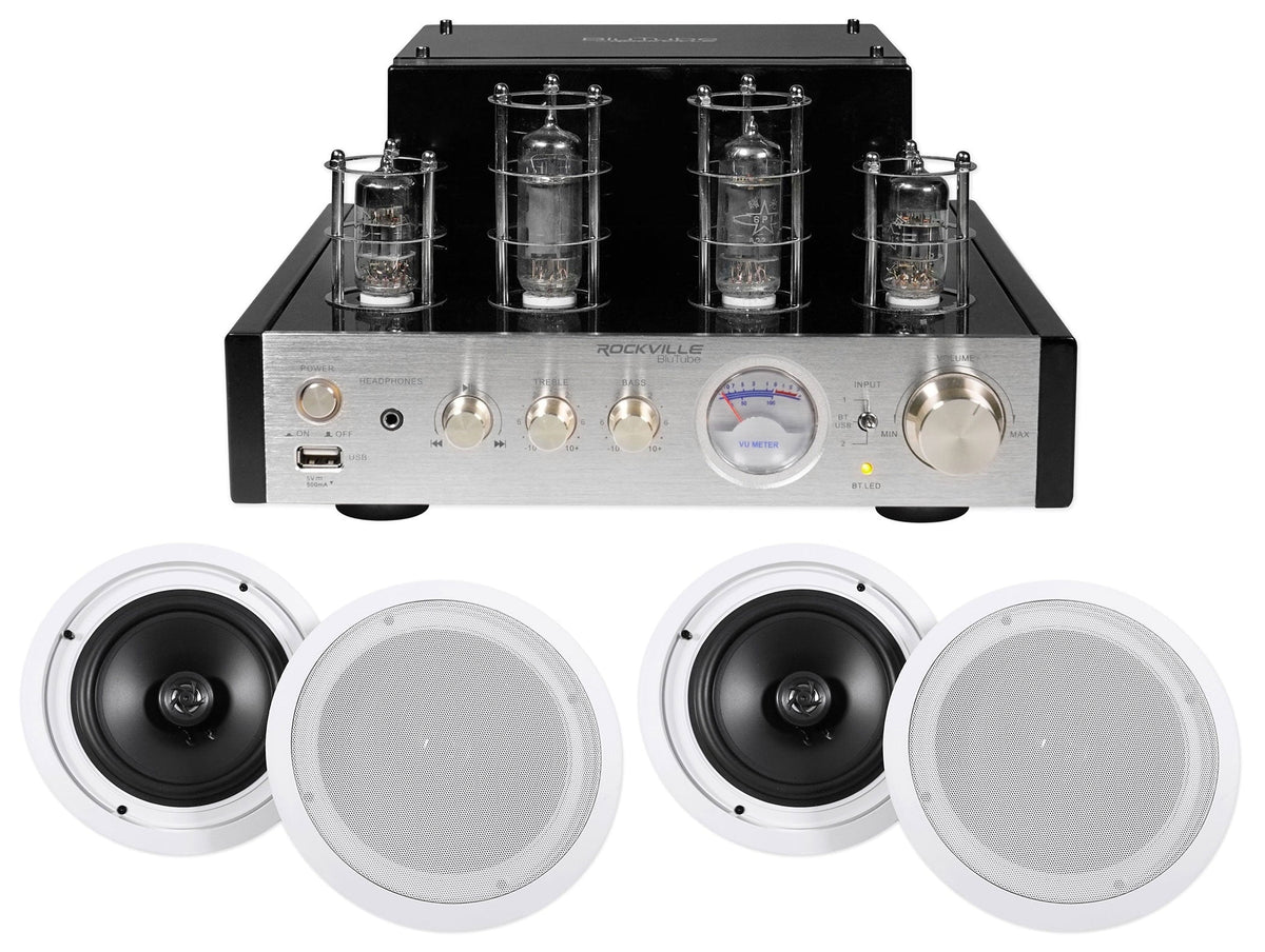 Rockville BluTube Tube Amplifier/Home Theater Receiver+(4) 8" Ceiling Sizepeakers