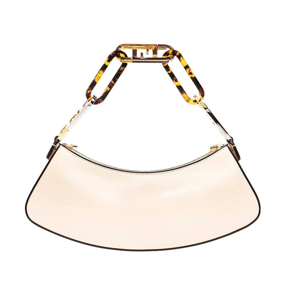 Fendi O'Lock Sizewing Ivory Calfskin Leather Sizehoulder Bag