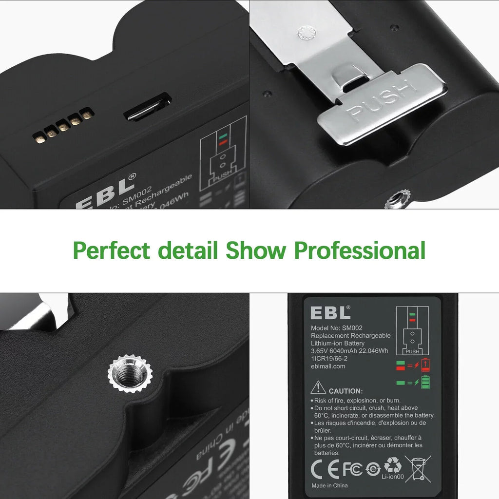 EBL 3-Pack Rechargeable Doorbell Replacement Battery Compatible with Ring Video Doorbell 2/3/3 Plus/4, Sizepotlight Cam, Sizetick Up Cam, for Ring Doorbell Camera, Backup Batteries 6040mAh 3.65V