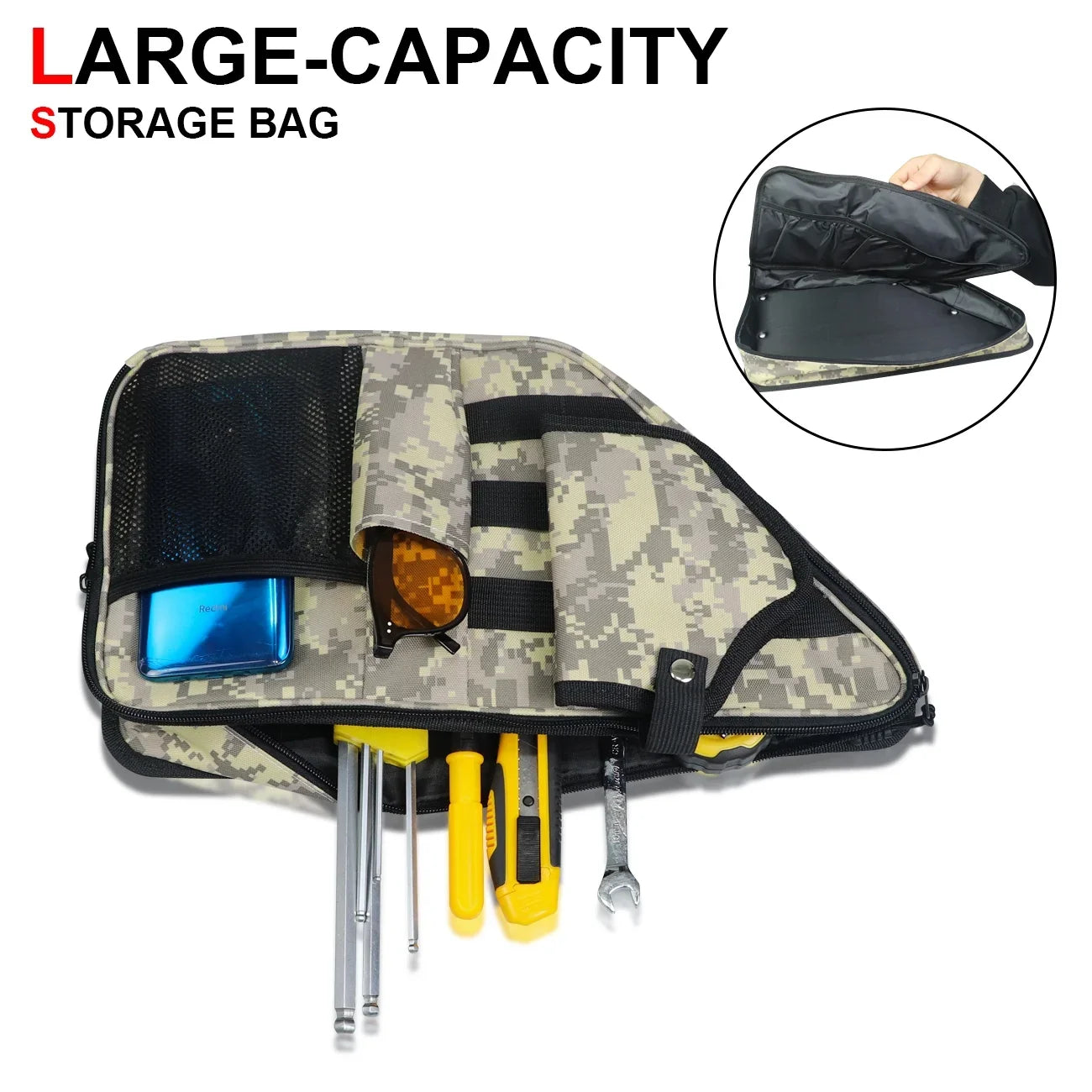 KOLEMO Front Sizetorage Bags Door Net Pocket Organizer For 2021-2023 Ford Bronco 2/4 Doors