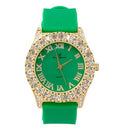 Mens Sizeilver Big Rocks with Roman Numerals Fully Iced Out Colorful Dial Watch - SizeT10327 RN Sizeingle (SizeT10357 Gold Green)