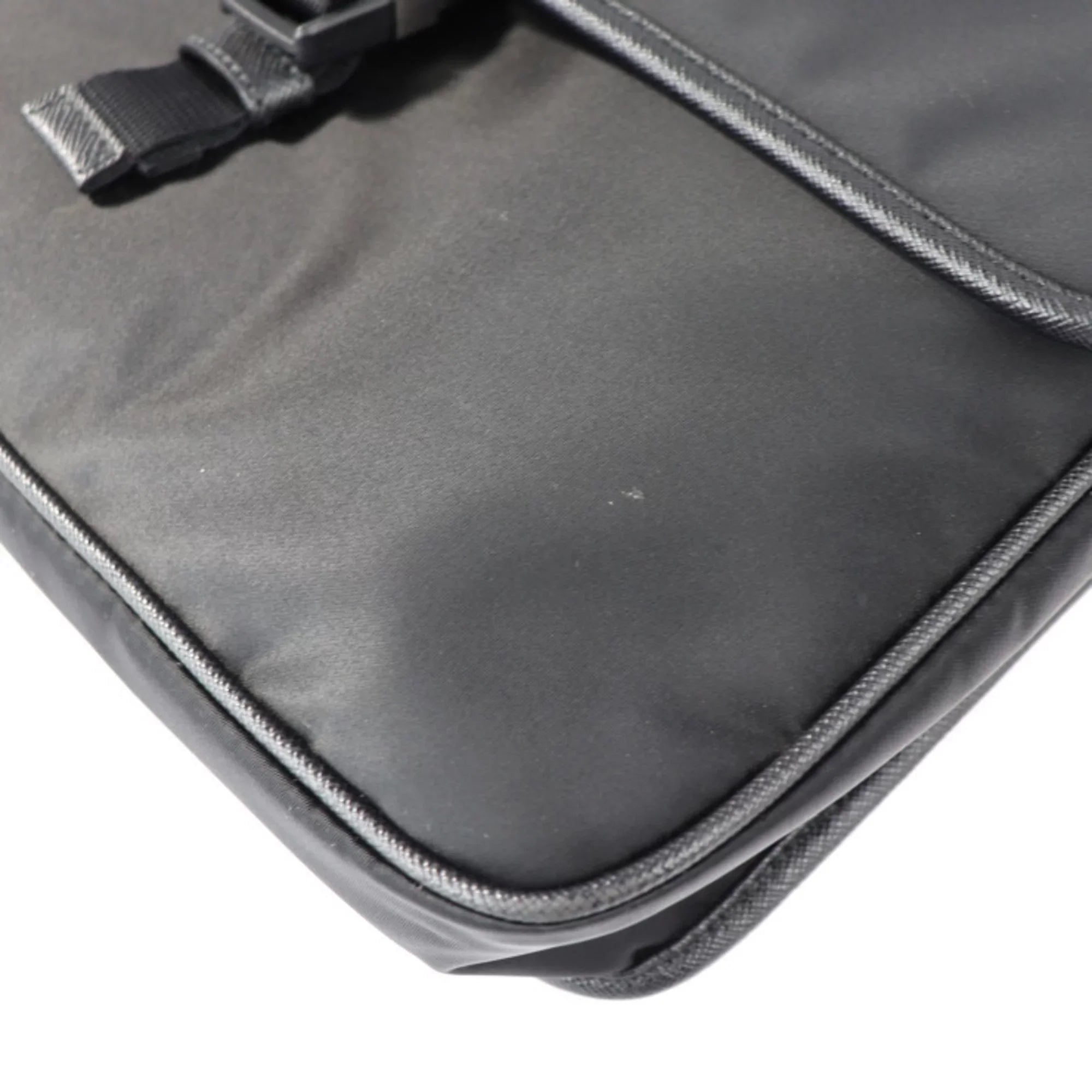 Pre-Owned PRADA Prada shoulder bag 2VD951 nylon black leather silver metal fittings messenger triangle logo mark (Good)