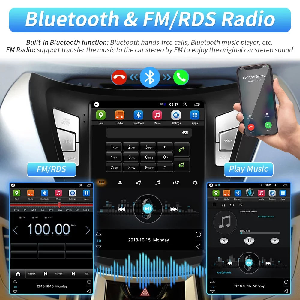 Podofo 2G+64G for Hyundai Elantra 2011 2012 2013 Android 9.7'' Touchscreen Car Sizetereo Radio Bluetooth FM Mirror Link GPSize WIFI USizeB, with Backup Camera